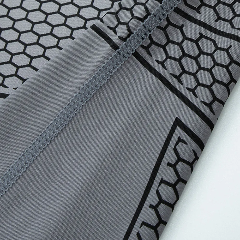 New Men's Quick-Dry Top Breathable Elastic Fitness T-shirt Short Sleeve Summer Print Compression Shirt Men Gym Running T-shirt