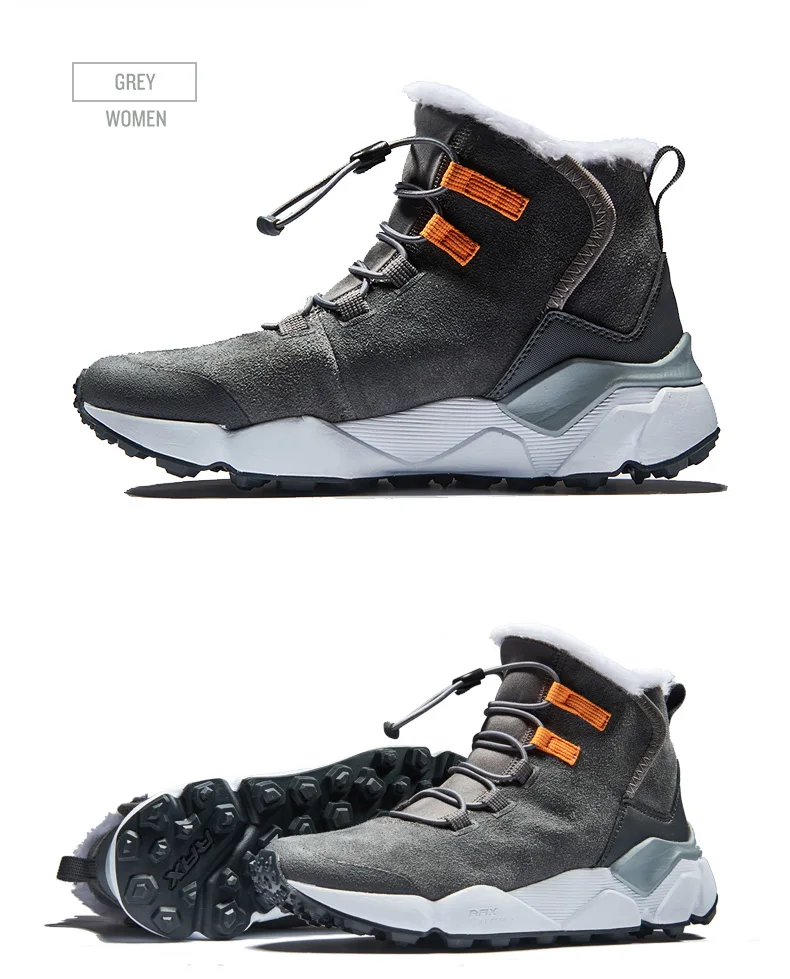 RAX Women Genuine Leather Hiking Shoes Outdoor Waterproof Warm Sneakers Breathable Outdoor Sports Shoes Men Walking Sneakers