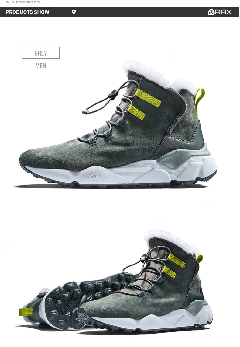 RAX Women Genuine Leather Hiking Shoes Outdoor Waterproof Warm Sneakers Breathable Outdoor Sports Shoes Men Walking Sneakers