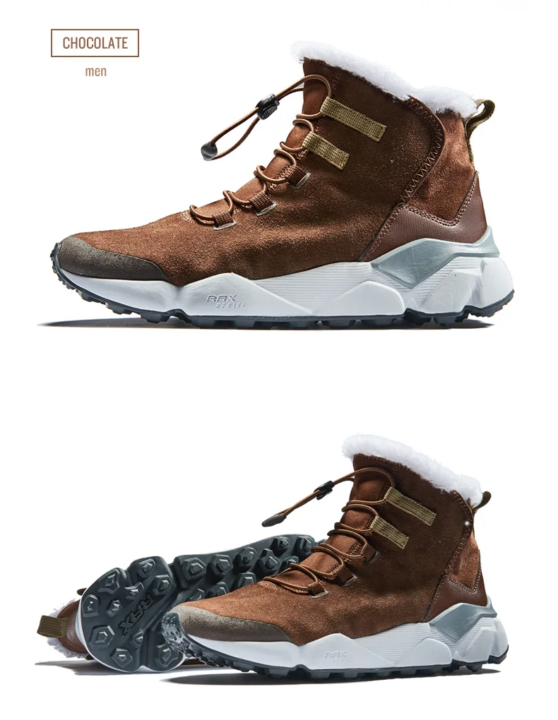 RAX Women Genuine Leather Hiking Shoes Outdoor Waterproof Warm Sneakers Breathable Outdoor Sports Shoes Men Walking Sneakers