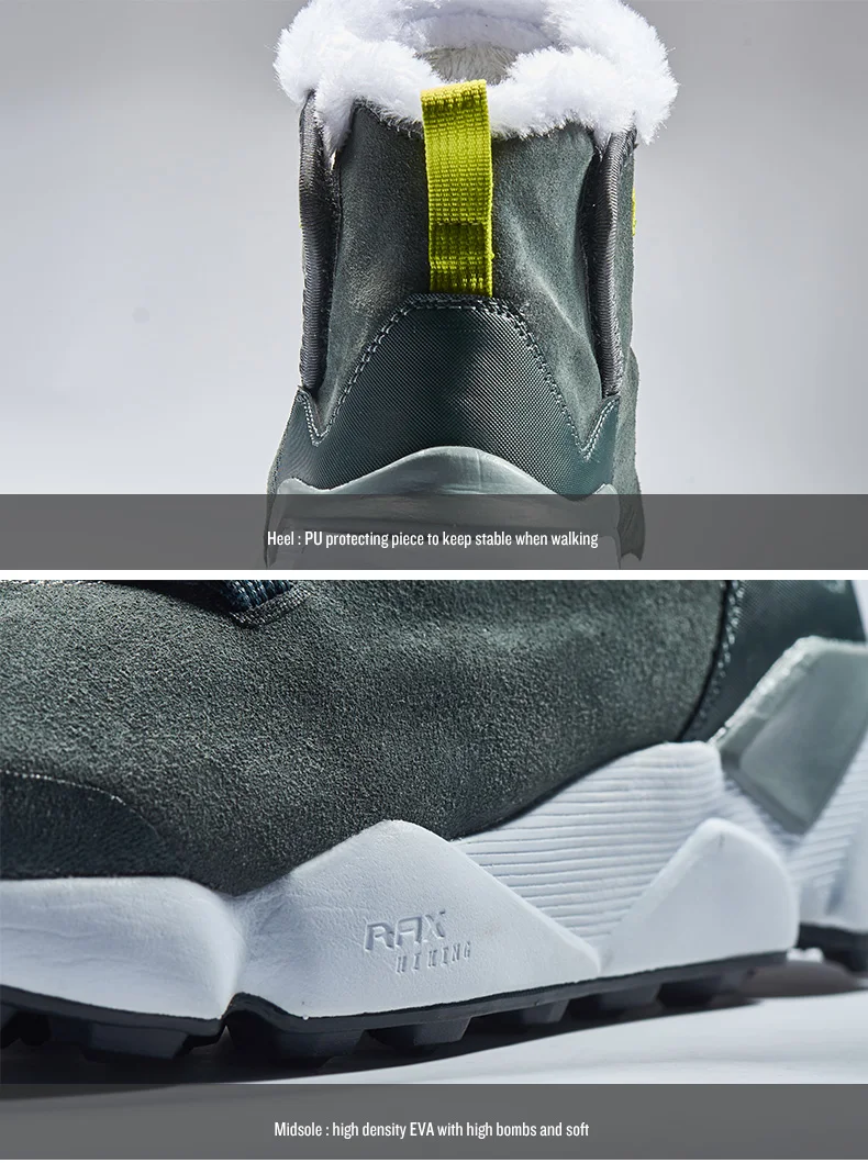 RAX Women Genuine Leather Hiking Shoes Outdoor Waterproof Warm Sneakers Breathable Outdoor Sports Shoes Men Walking Sneakers