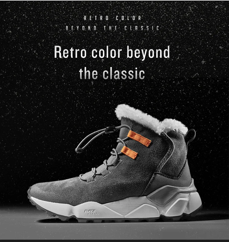RAX Women Genuine Leather Hiking Shoes Outdoor Waterproof Warm Sneakers Breathable Outdoor Sports Shoes Men Walking Sneakers