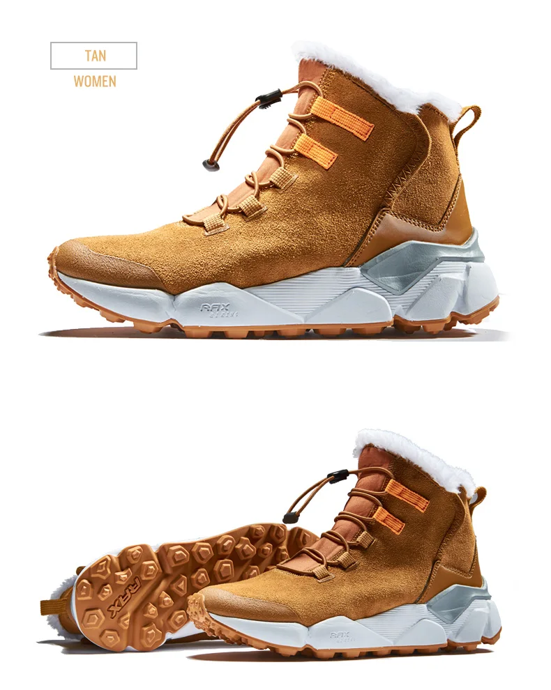 RAX Women Genuine Leather Hiking Shoes Outdoor Waterproof Warm Sneakers Breathable Outdoor Sports Shoes Men Walking Sneakers