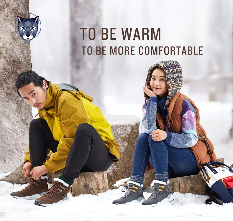 RAX Women Genuine Leather Hiking Shoes Outdoor Waterproof Warm Sneakers Breathable Outdoor Sports Shoes Men Walking Sneakers