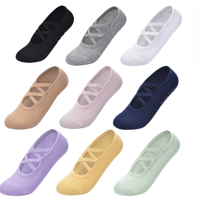 Professional Women's Bandage Pilates Socks Ladies Anti-Slip Backless Yoga Socks Cotton Fitness Workout Ballet Dance Sock
