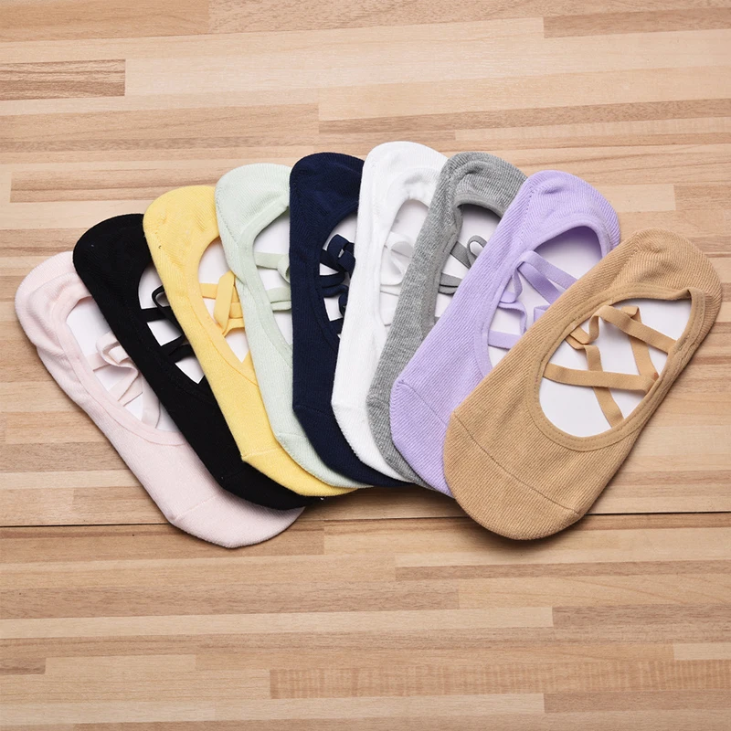Professional Women's Bandage Pilates Socks Ladies Anti-Slip Backless Yoga Socks Cotton Fitness Workout Ballet Dance Sock