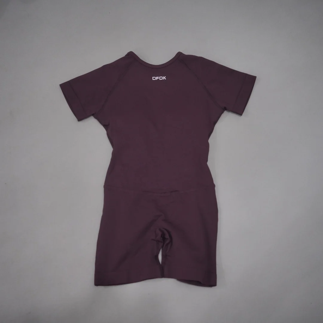 DFDK Short Sleeve One Piece Women's Backless Gym Set Yoga Tee Jumpsuit Workout Sports Playsuit Open Back Fitness Sportswear