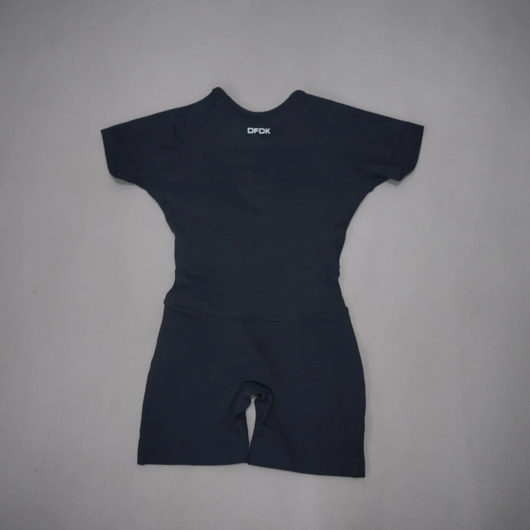 DFDK Short Sleeve One Piece Women's Backless Gym Set Yoga Tee Jumpsuit Workout Sports Playsuit Open Back Fitness Sportswear