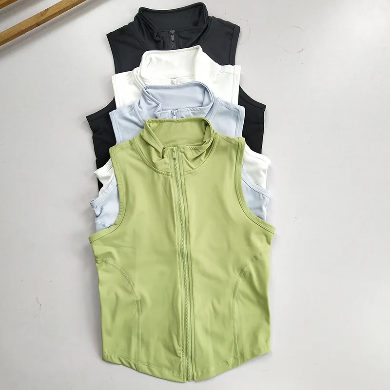 Zip Up Training Vest, Sleeveless Quick Dry Top for Gym, Running & Yoga, Casual Outer Wear