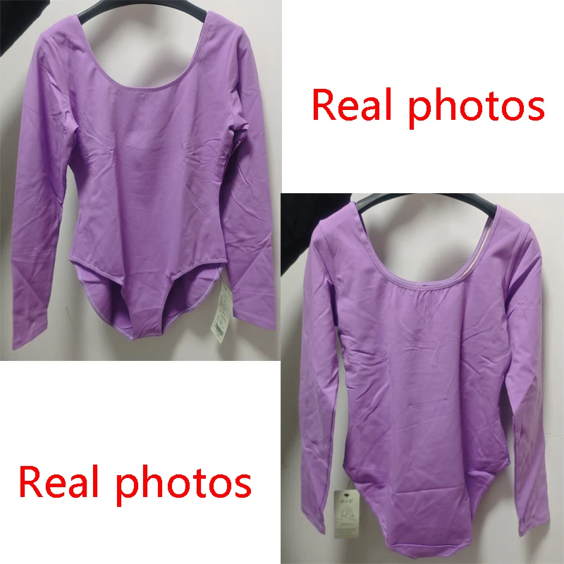 Women Basic Dance Leotard Long Sleeve V-Neck Adult Team Ballet Leotard Dancewear Cotton Fabric Bodysuit Leotard Bodysuit