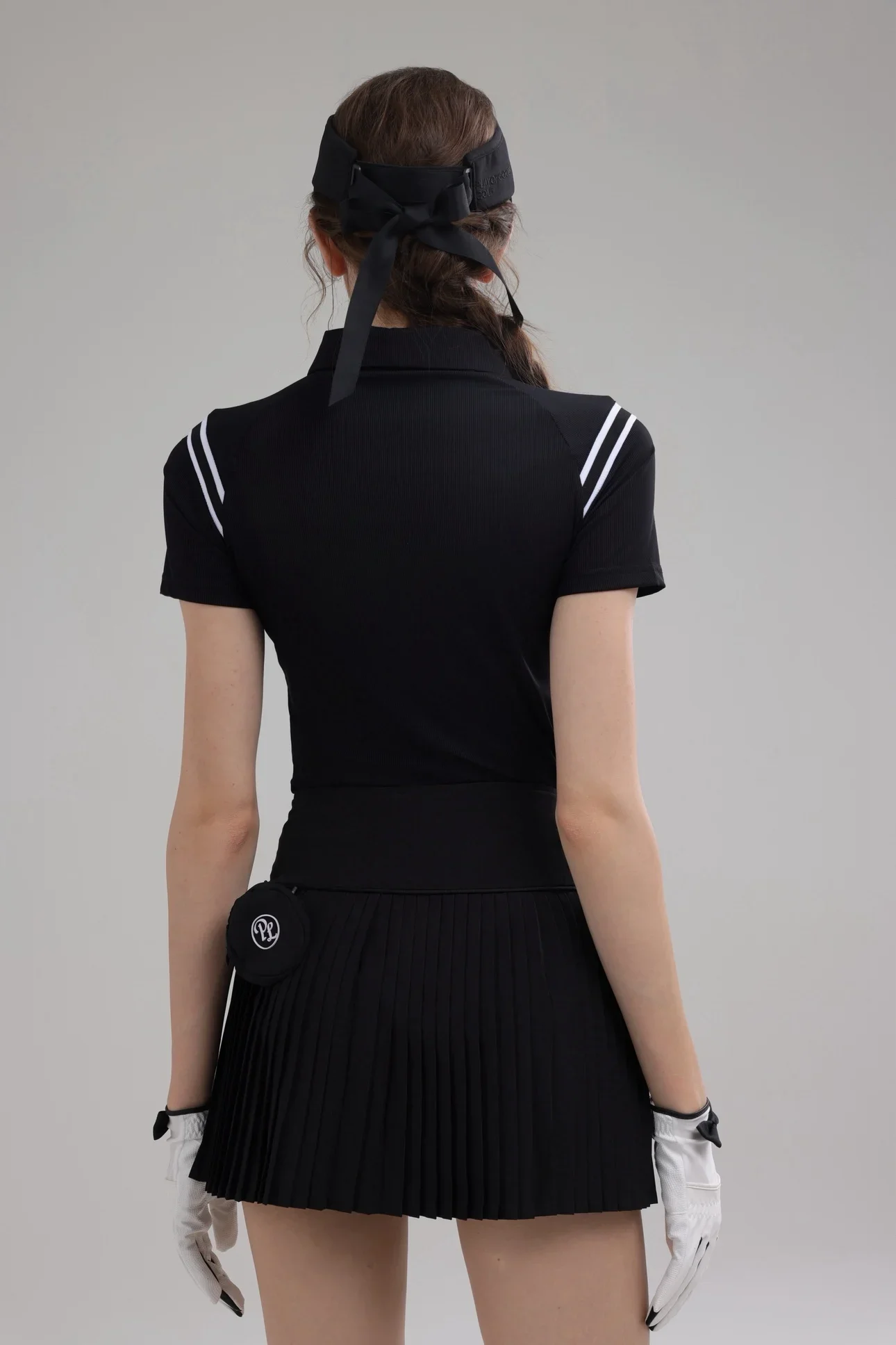 PL Summer Golf Women's Polo Shirts Mesh Breathable Short Sleeve Top Quick-dry T-Shirt Pleated Golf Skort Sports Tennis Skirts