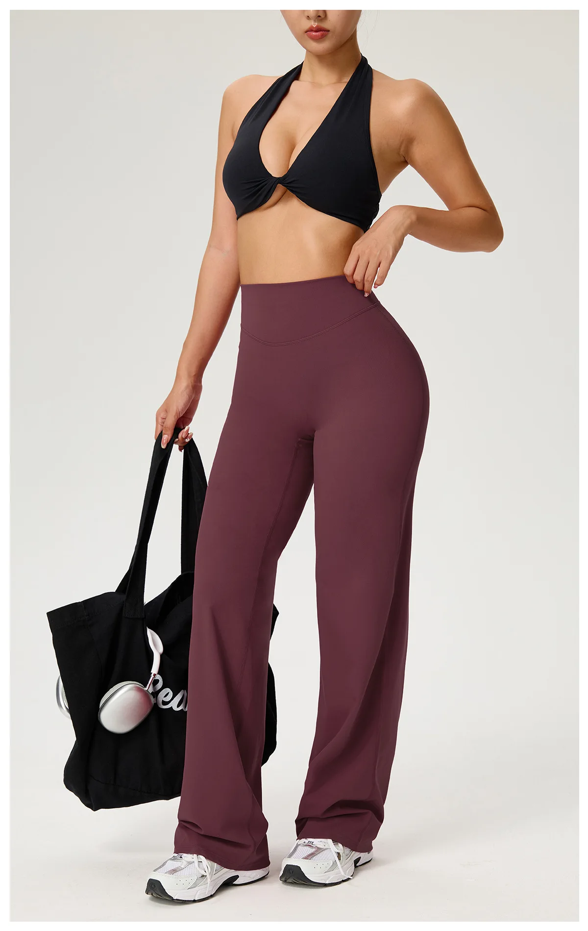 SOISOU High Waist Straight-Leg Pants Ultra Soft Butter Fabric Women's High Elastic Yoga Pants Running Sport Trousers 8 Colors