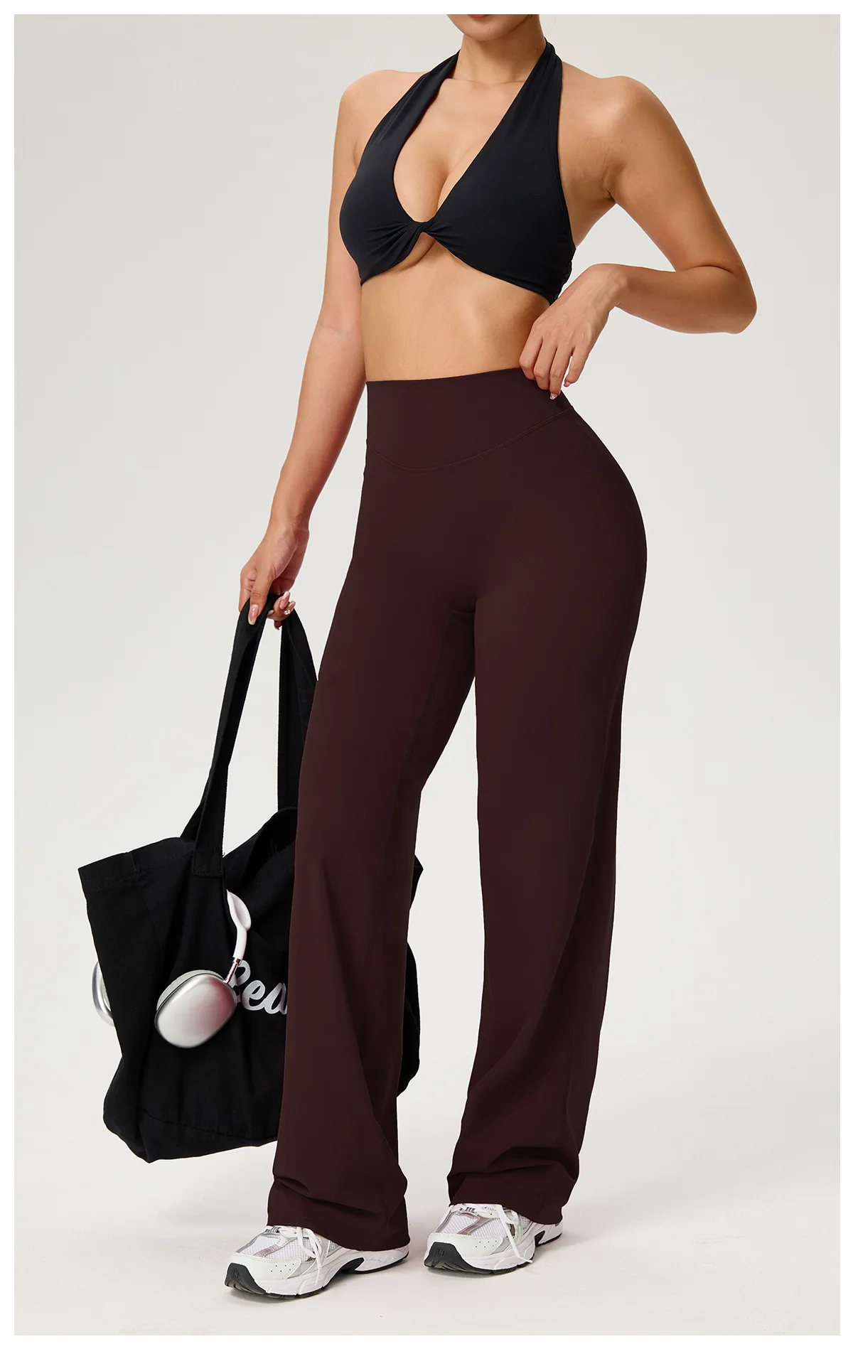SOISOU High Waist Straight-Leg Pants Ultra Soft Butter Fabric Women's High Elastic Yoga Pants Running Sport Trousers 8 Colors