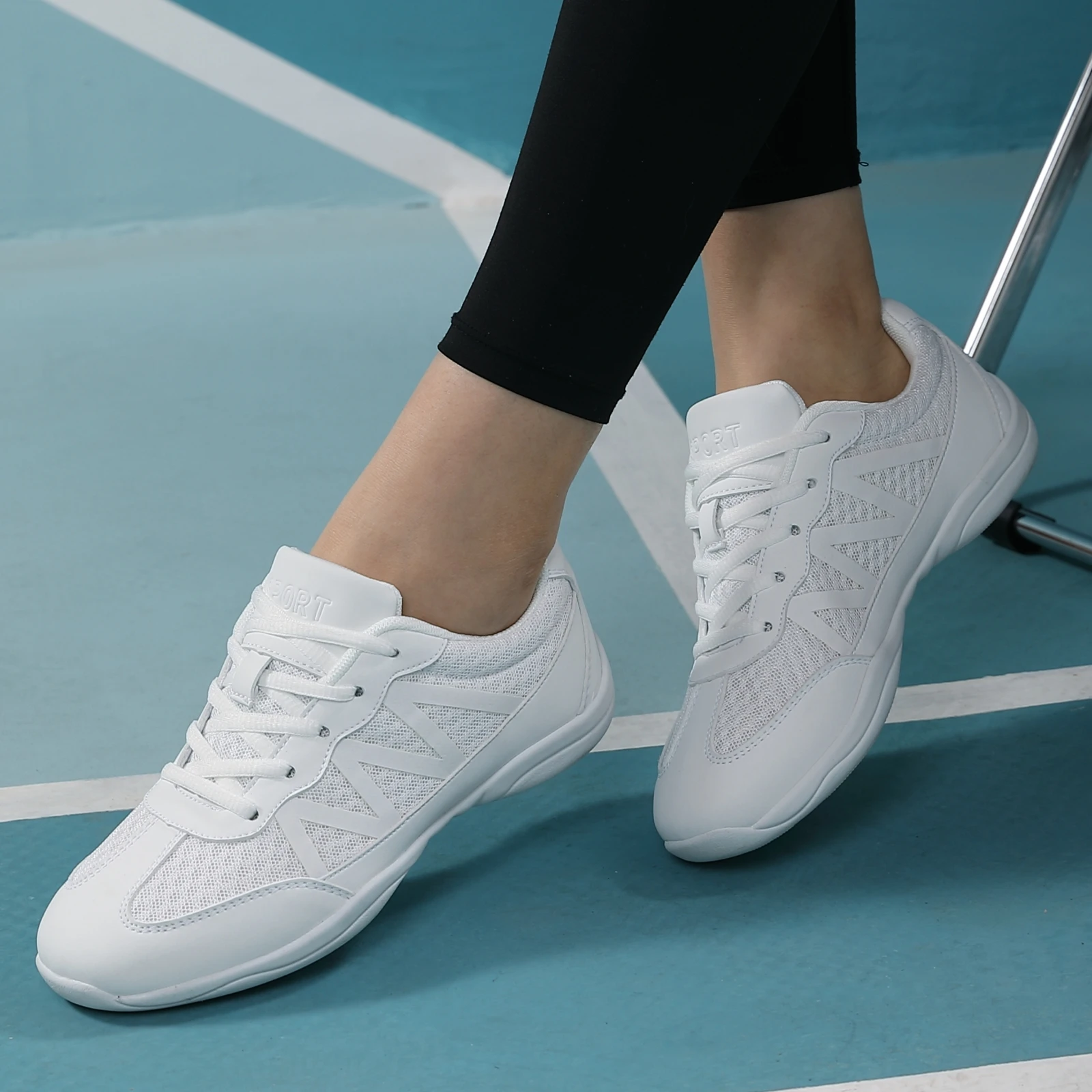 Girls White Cheerleading Shoes Lightweight Cheer Shoes Breathable Dance Aerobics Sports Sneakers 2105