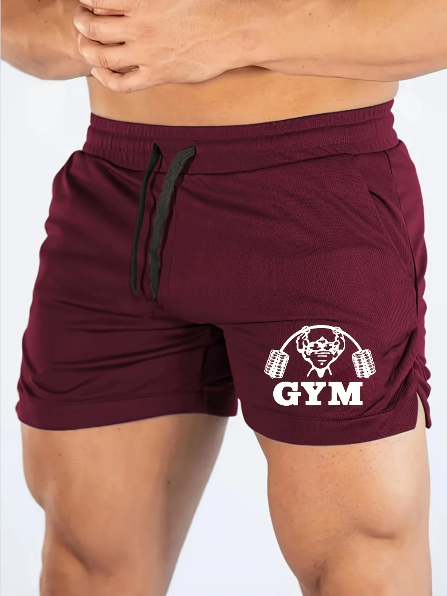 Dumbbell Muscle Running Shorts, Quick Drying Breathable Marathon Shorts, 3-minute Fitness Beach Pants, Tight Mesh Fabric, Sporty