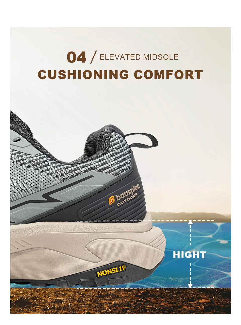 Baasploa Men Climbing Shoes Brand Mesh Breathable Lightweight Hiking Sneakers Male Casual Anti-Skid Wear-Resistant Outdoor Shoes