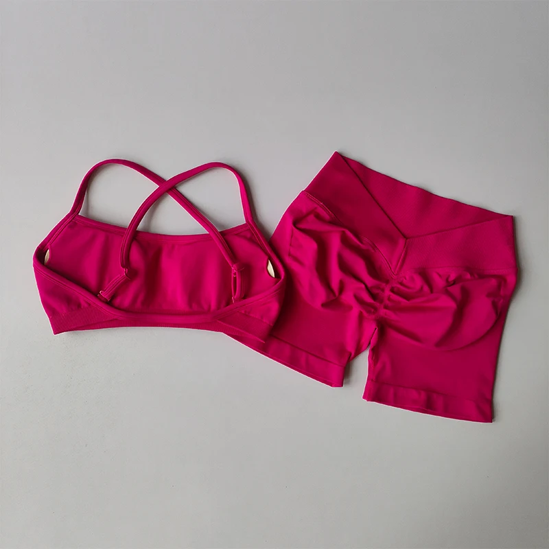 Gathering Shock-proof and Beautiful Back Seamless Sports Bras Gym Women Top Crop Tube Yoga Tops Fitness Scrunch Bum Workout Suit