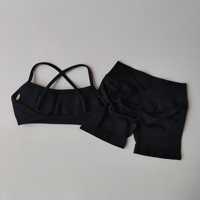 Gathering Shock-proof and Beautiful Back Seamless Sports Bras Gym Women Top Crop Tube Yoga Tops Fitness Scrunch Bum Workout Suit