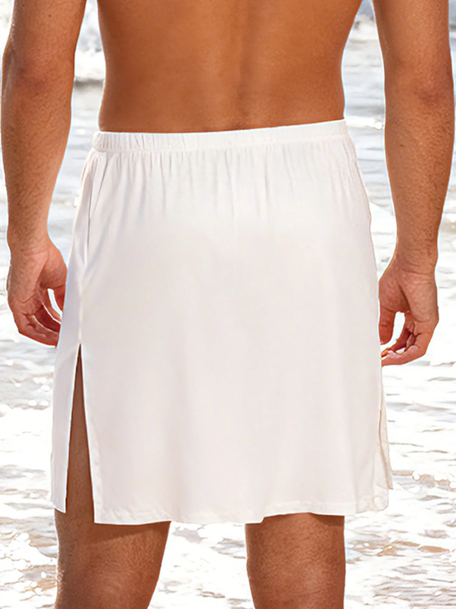 Mens Skirt Bottom Beach Pool Party Costume Side Split Cover Up Beach Sports Swimwear Bathing Skirt Beachwear Homewear Loungewear