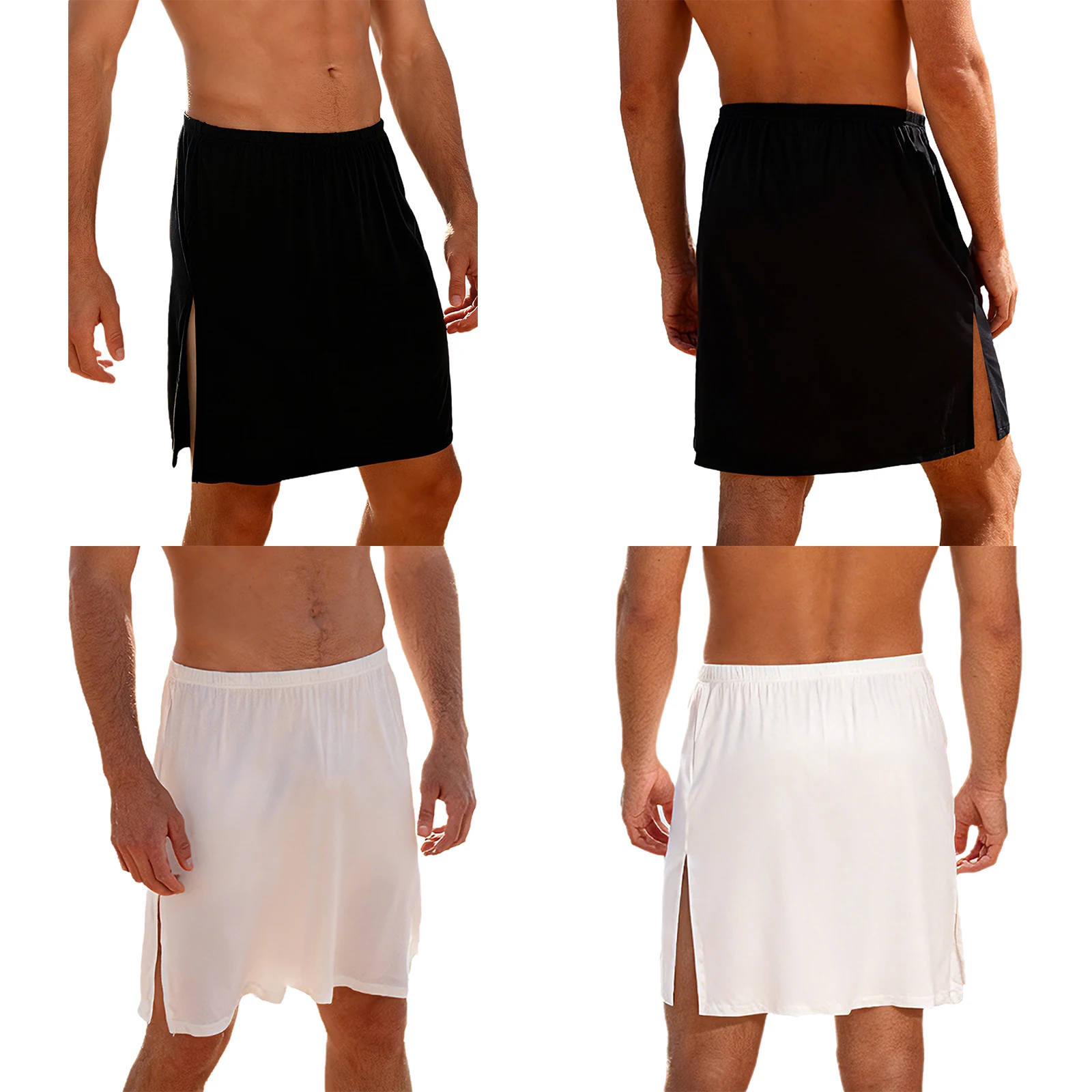 Mens Skirt Bottom Beach Pool Party Costume Side Split Cover Up Beach Sports Swimwear Bathing Skirt Beachwear Homewear Loungewear