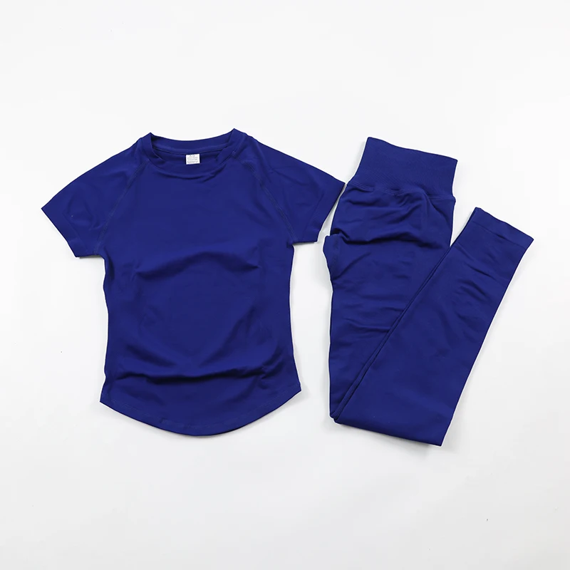 Women's Gym Sets Seamless Yoga Clothing Short Sleeve Shirts Butt Lifting Leggings Two Piece Outfits Woman Activewear Workout Set