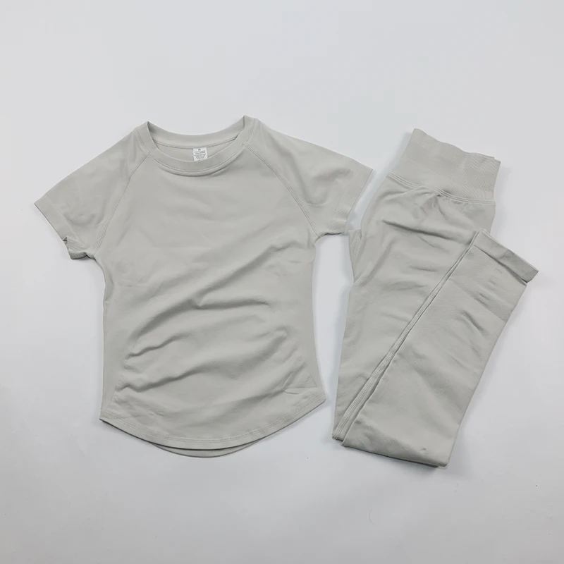 Women's Gym Sets Seamless Yoga Clothing Short Sleeve Shirts Butt Lifting Leggings Two Piece Outfits Woman Activewear Workout Set