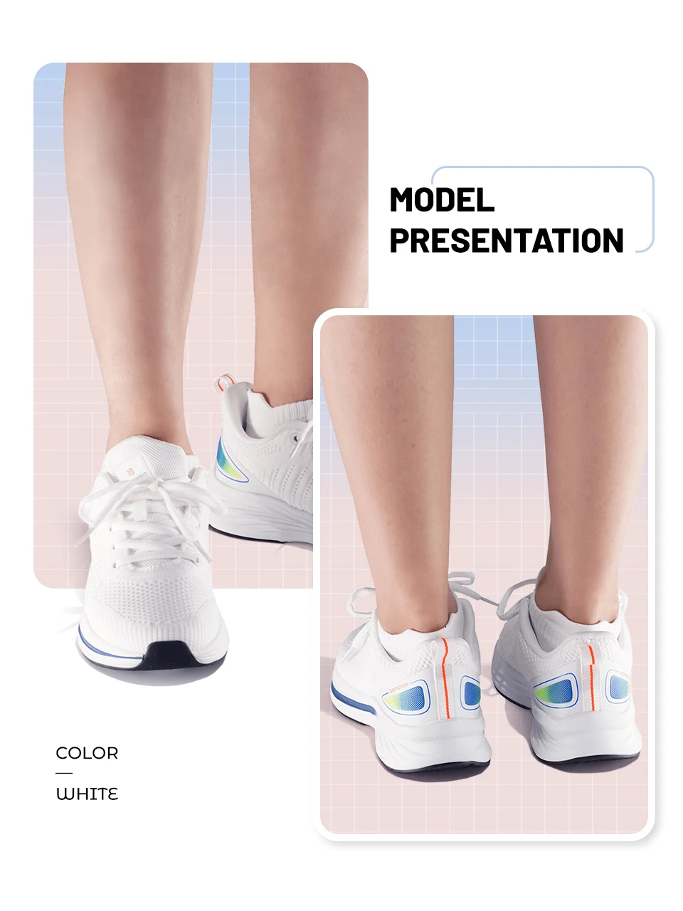 Baasploa Women Running Shoes Mesh Lightweight Breathable Sport Sneakers Female Non-Slip Outdoor Cushioning Wear-resistant Shoes