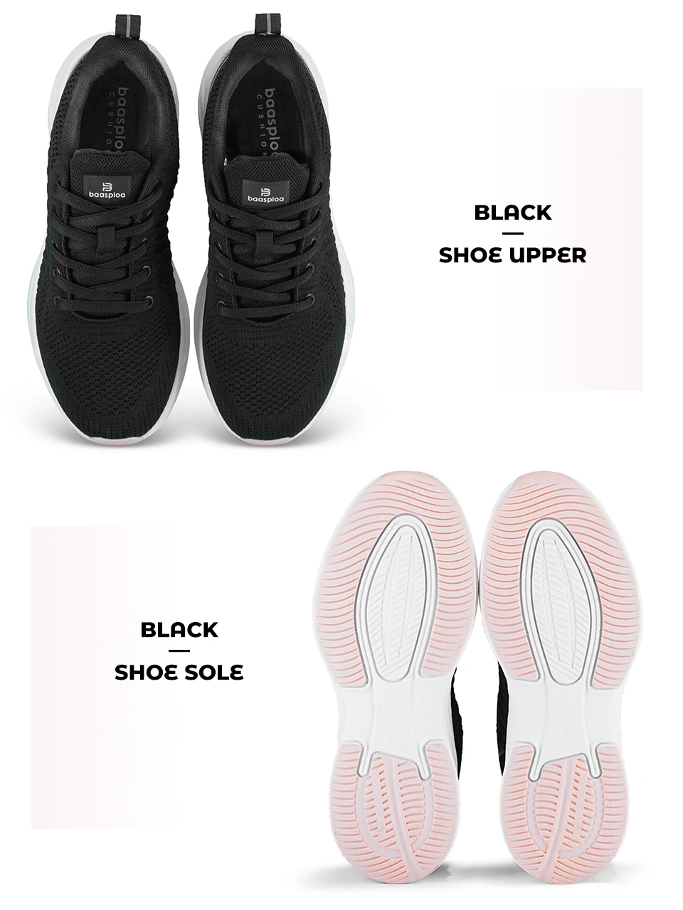 Baasploa Women Running Shoes Mesh Lightweight Breathable Sport Sneakers Female Non-Slip Outdoor Cushioning Wear-resistant Shoes