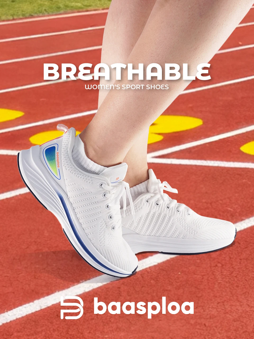 Baasploa Women Running Shoes Mesh Lightweight Breathable Sport Sneakers Female Non-Slip Outdoor Cushioning Wear-resistant Shoes