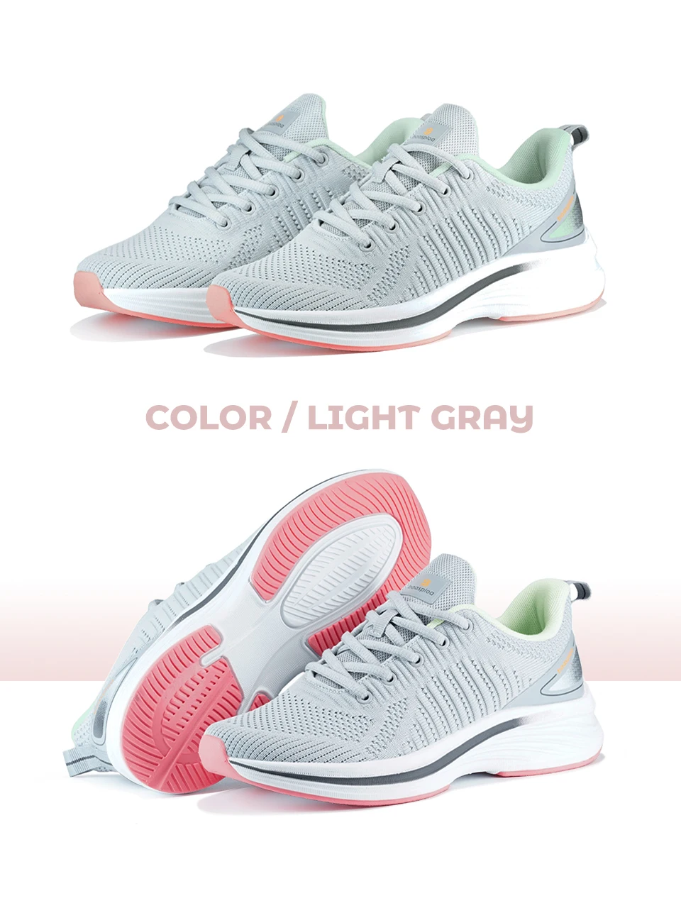 Baasploa Women Running Shoes Mesh Lightweight Breathable Sport Sneakers Female Non-Slip Outdoor Cushioning Wear-resistant Shoes