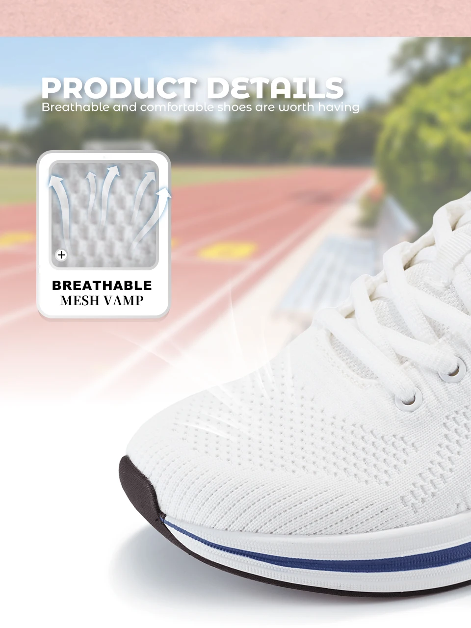Baasploa Women Running Shoes Mesh Lightweight Breathable Sport Sneakers Female Non-Slip Outdoor Cushioning Wear-resistant Shoes
