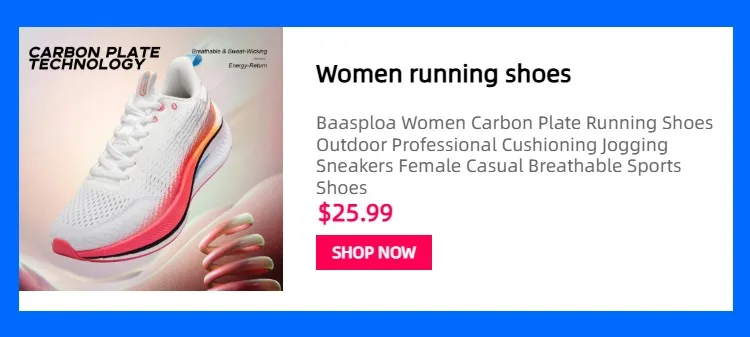 Baasploa Women Running Shoes Mesh Lightweight Breathable Sport Sneakers Female Non-Slip Outdoor Cushioning Wear-resistant Shoes