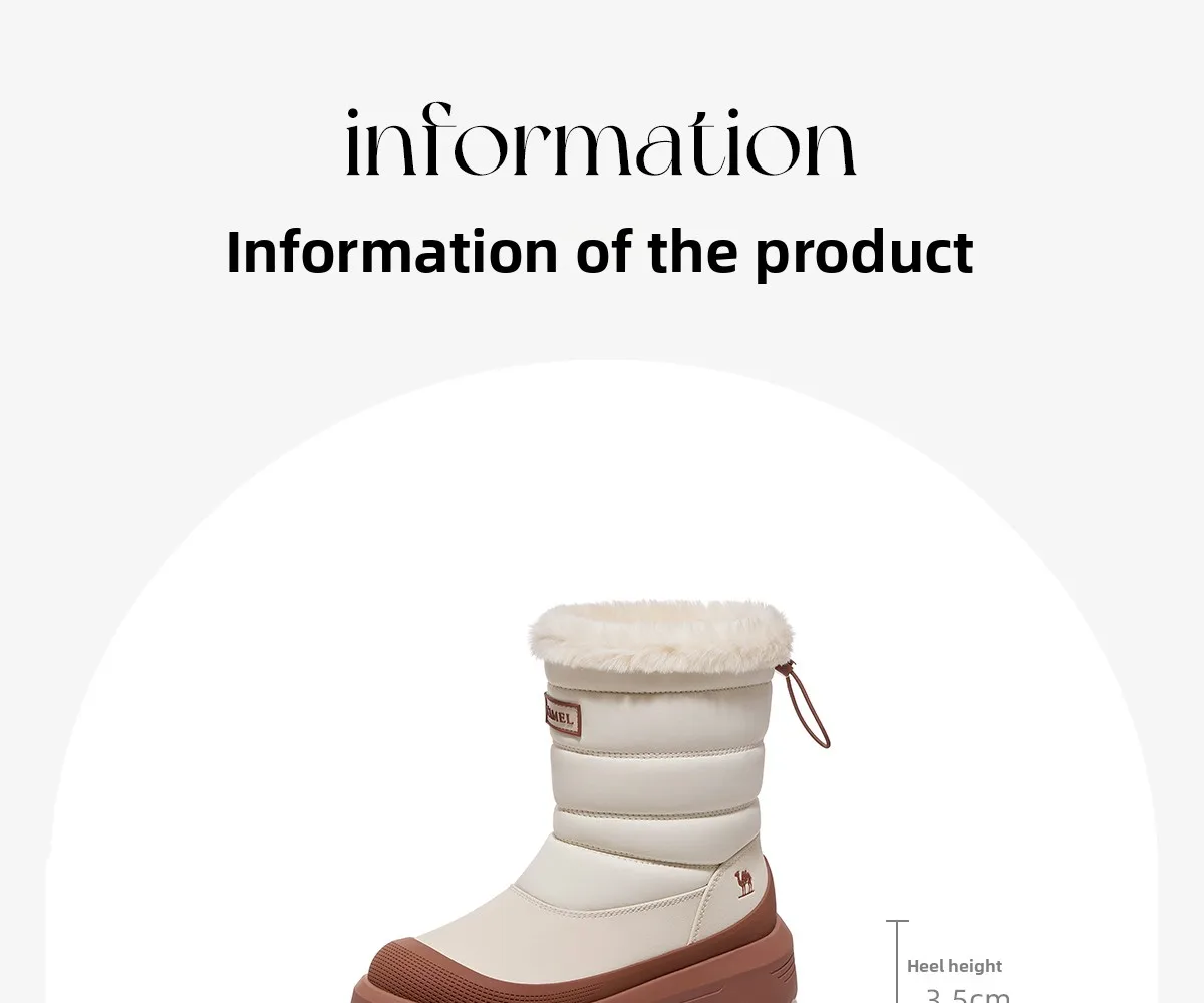GOLDEN CAMEL Women Winter Boots Velvet Warm Thick Bottom High Top Waterproof Non-slip Snow Boots Cotton Shoes for Women