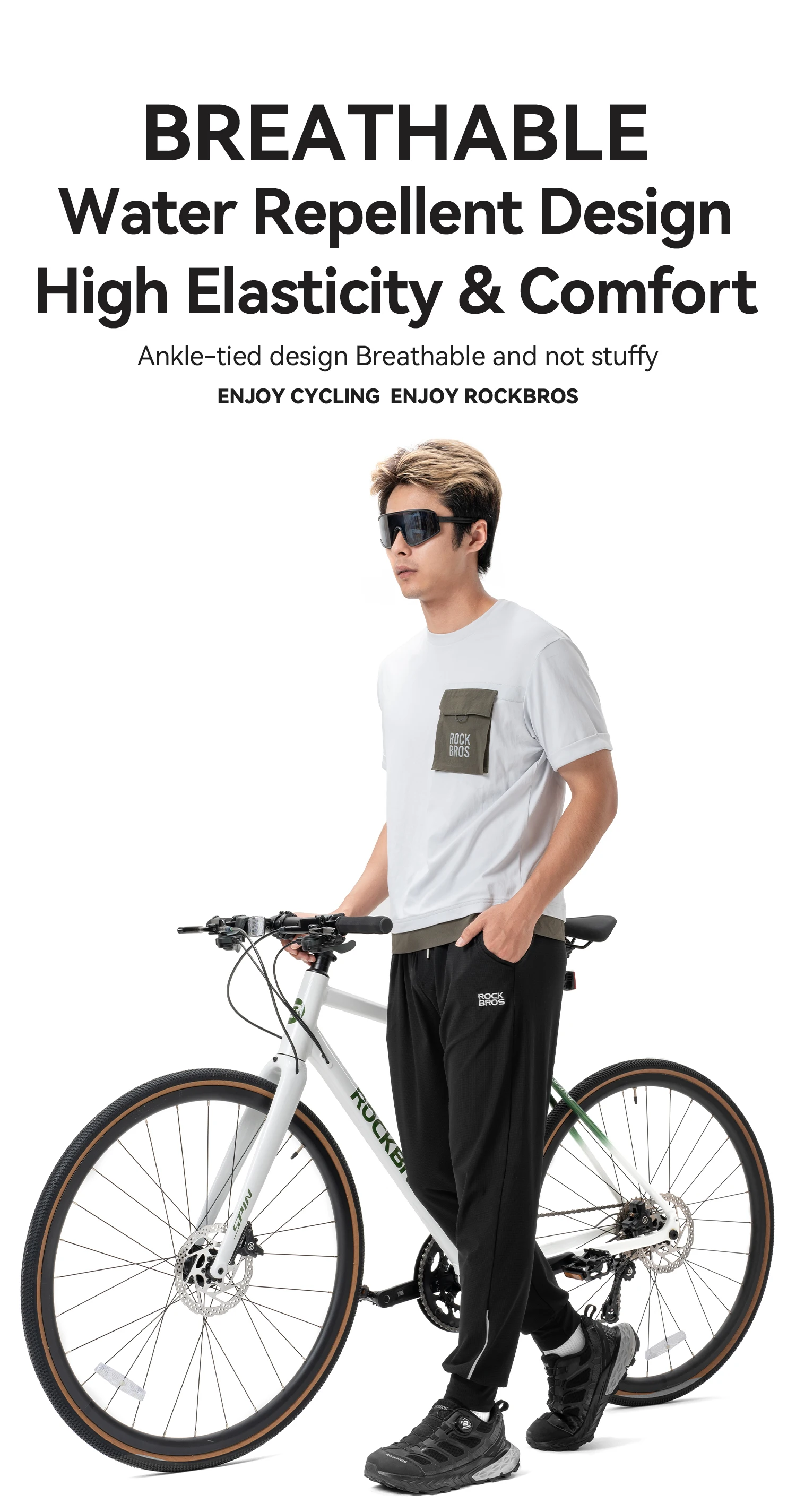 ROCKBROS Sport Thin Pants Running Outdoor Trousers Breathable Water Repellent Fitness Casual Pants Reflective Sweatpants