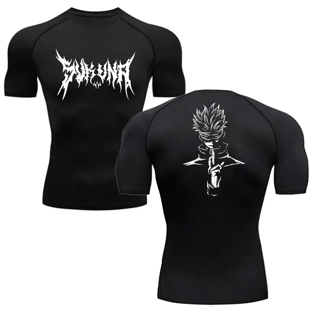 Men's Summer Fitness Gym Sports Running T-Shirt New Hot Selling Anime Jujutsu Kaisen Compression Shirt Short Sleeve S-3XL
