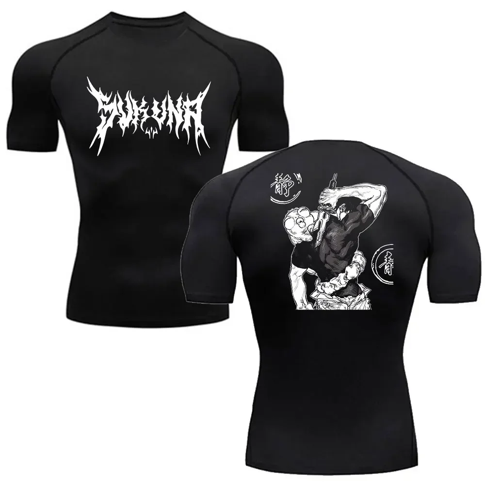 Men's Summer Fitness Gym Sports Running T-Shirt New Hot Selling Anime Jujutsu Kaisen Compression Shirt Short Sleeve S-3XL