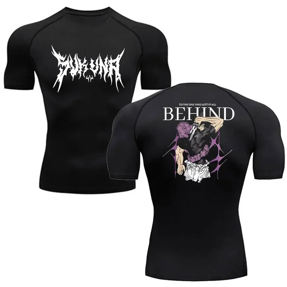 Men's Summer Fitness Gym Sports Running T-Shirt New Hot Selling Anime Jujutsu Kaisen Compression Shirt Short Sleeve S-3XL