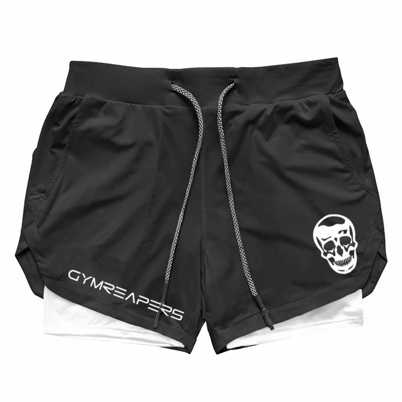 GYMREAPERS Camo Running Shorts Men Gym Sports Shorts 2 In 1 Quick Dry Workout Training Gym Fitness Jogging Short Pants Men Short