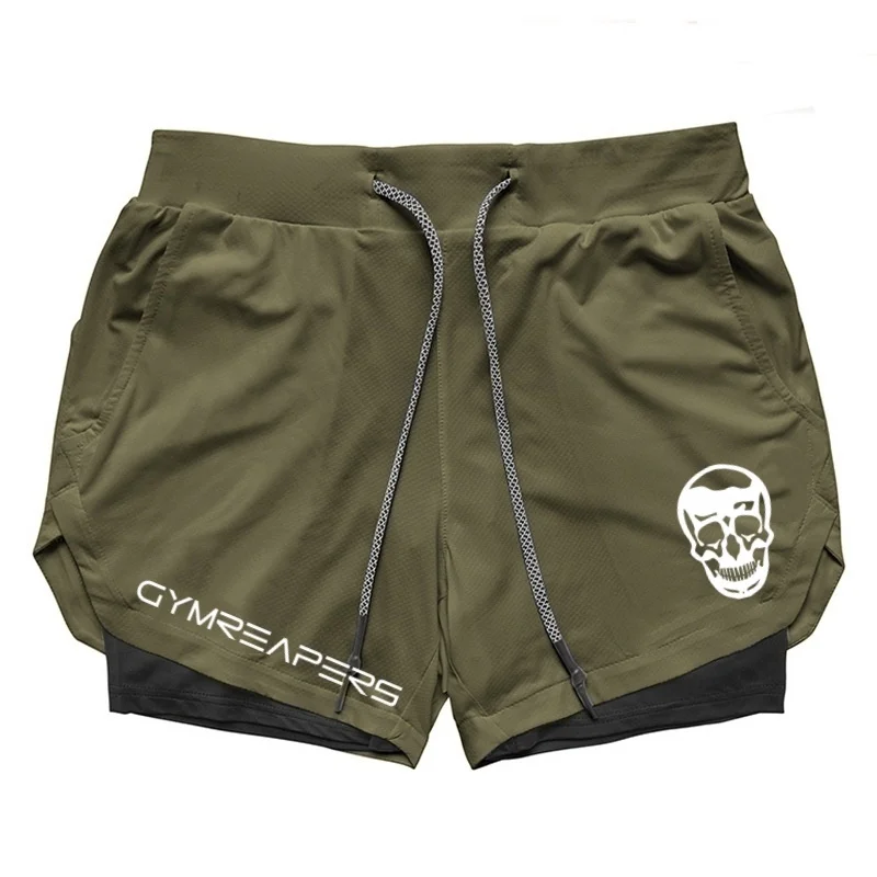 GYMREAPERS Camo Running Shorts Men Gym Sports Shorts 2 In 1 Quick Dry Workout Training Gym Fitness Jogging Short Pants Men Short