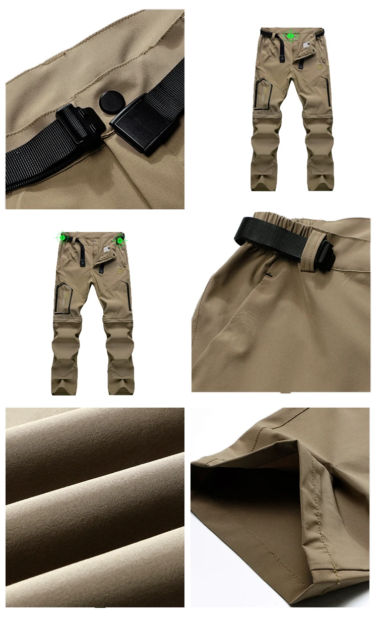 Mens Hiking Pants Convertible Lightweight Quick Dry Zip Off Fishing Safari Camping Travel Boy Scout Pants