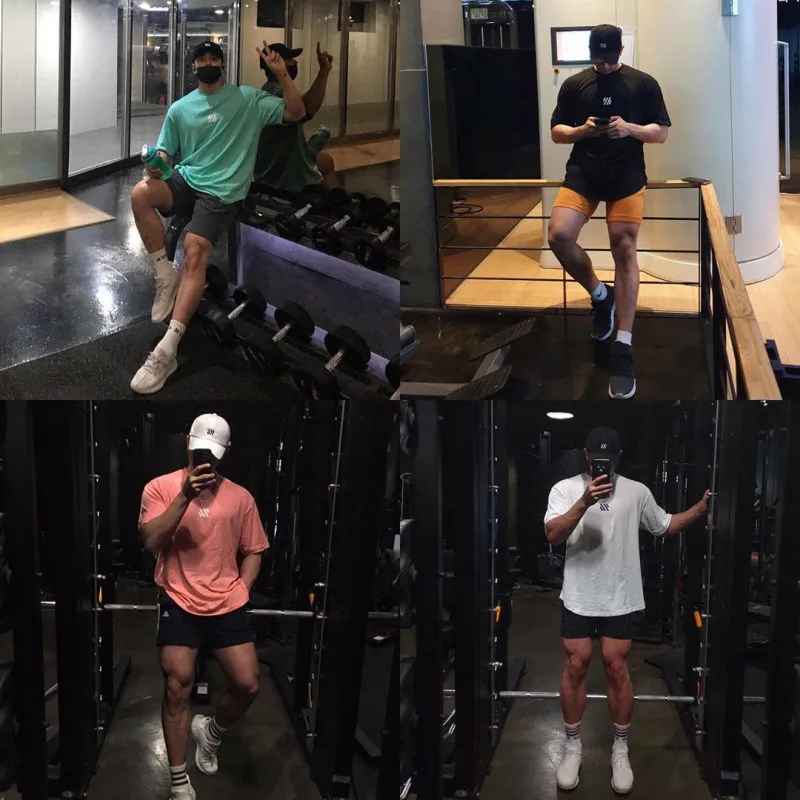 Men Brand Sports t shirt Men Short sleeve Cotton T-shirt Fitness Bodybuilding loose Running t shirt Male Summer Training tops
