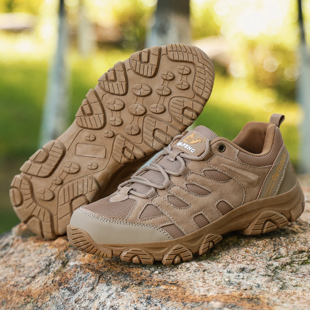 Men Off-Road Hiking Shoes Mountain Sneakers Winter Retro Leather Shoe Sport Outdoor Black Trail Running Footwear Low Top Spring