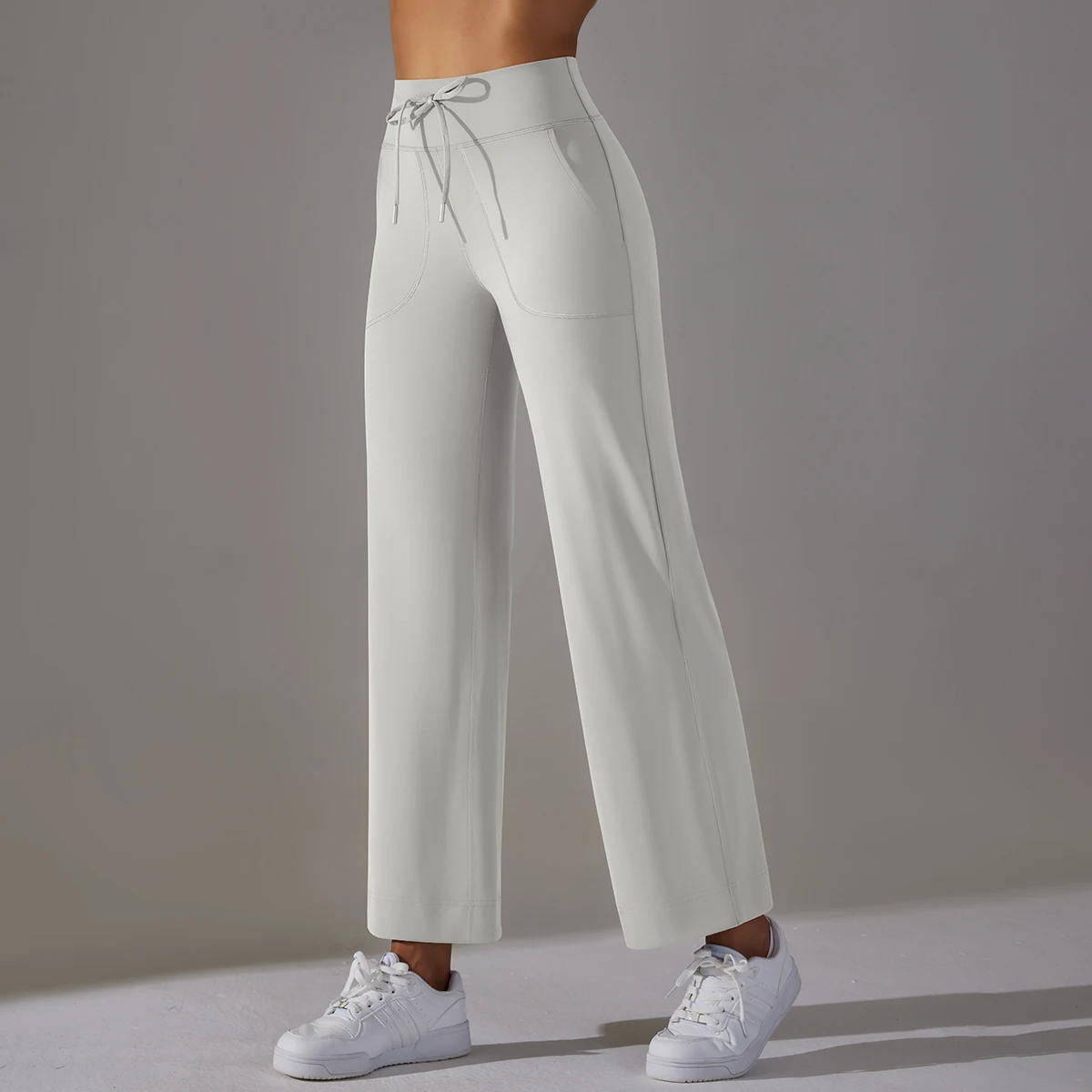 Women Leggings Wide Leg Flare Pants With Pockets Drawstring Sports Trousers High Waist Flared Yoga Leggings Fitness Running Jogg