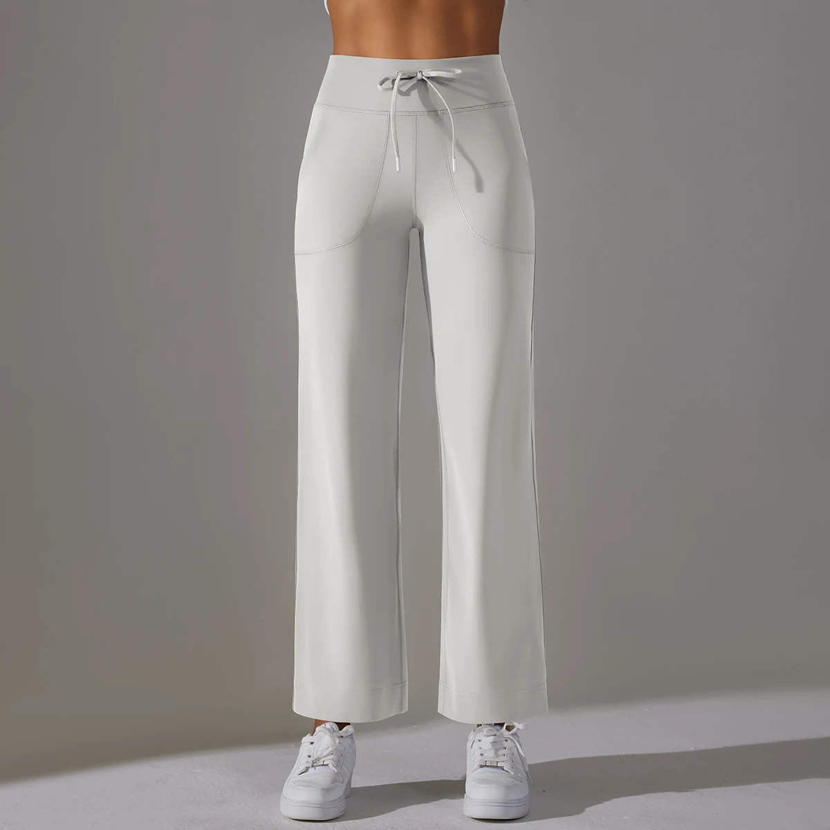 Women Leggings Wide Leg Flare Pants With Pockets Drawstring Sports Trousers High Waist Flared Yoga Leggings Fitness Running Jogg