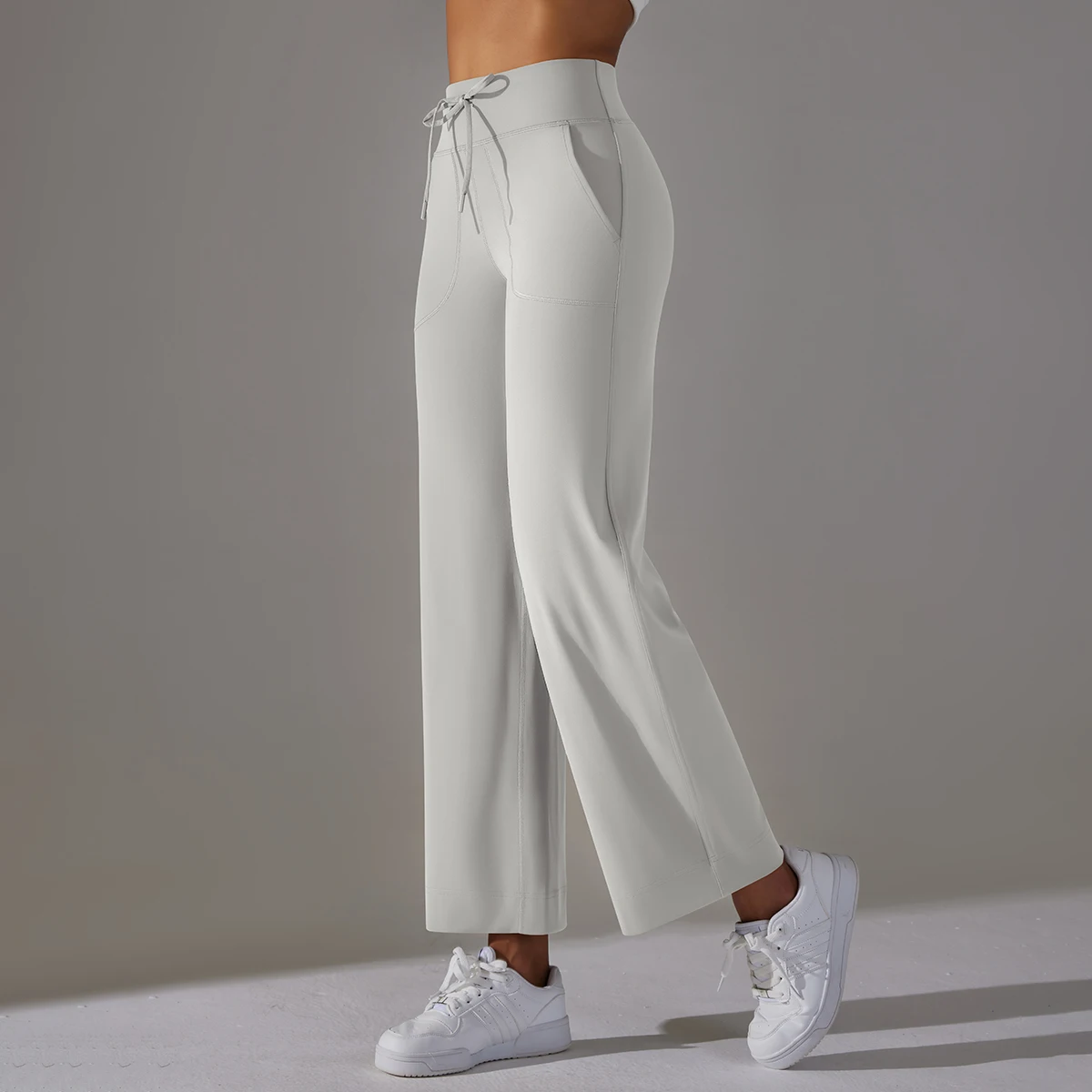 Women Leggings Wide Leg Flare Pants With Pockets Drawstring Sports Trousers High Waist Flared Yoga Leggings Fitness Running Jogg