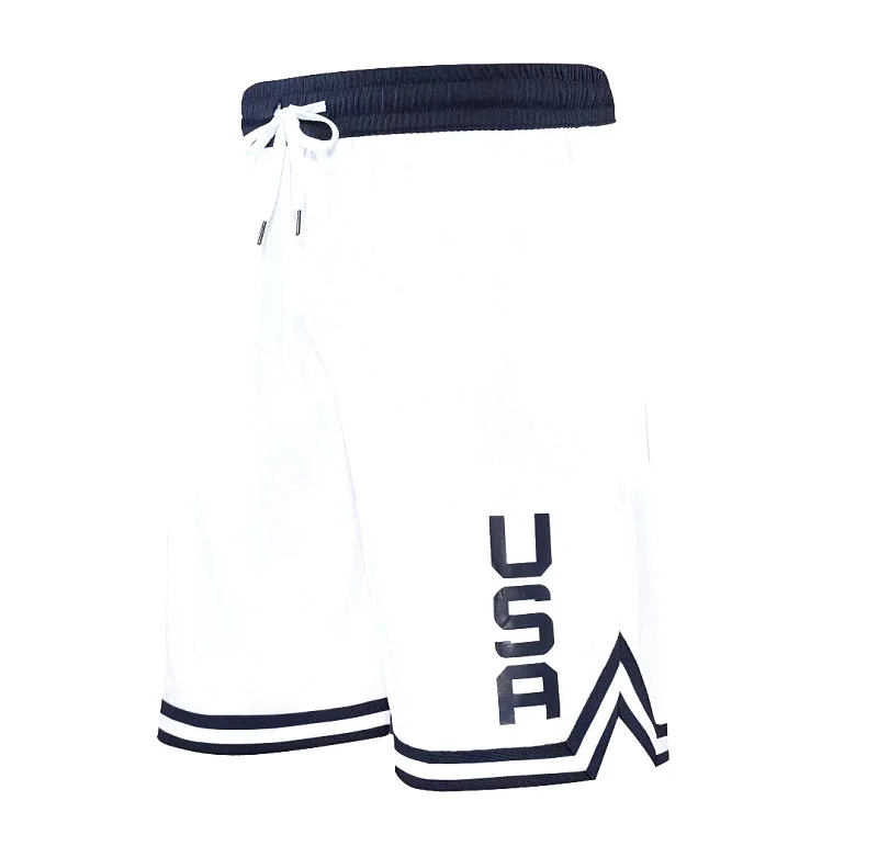 USA Print Basketball Shorts Training Men Active Shorts Loose Pockets Cycling Exercise Training Running Gum Sports Bottom Clothes