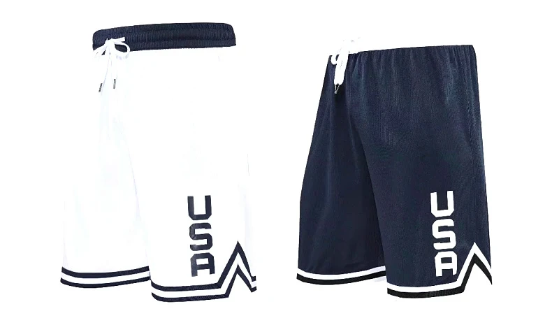 USA Print Basketball Shorts Training Men Active Shorts Loose Pockets Cycling Exercise Training Running Gum Sports Bottom Clothes