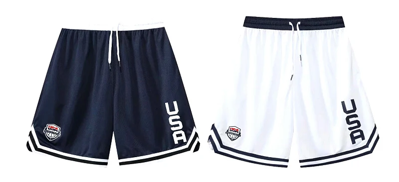 USA Print Basketball Shorts Training Men Active Shorts Loose Pockets Cycling Exercise Training Running Gum Sports Bottom Clothes