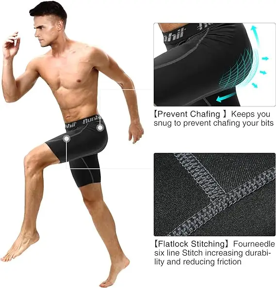 Veidoorn Compression Shorts Men Underwear Spandex Runnining Workout Athletic Leggings Sports Active Shorts