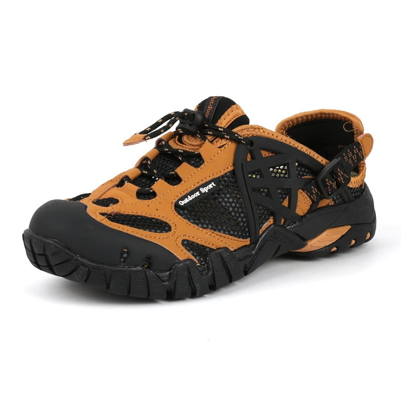 HIKEUP Outdoor Men Water Shoes Women Hiking Shoes Quick Dry Fast Interference Breathable Non-slip Rubber Sole PU Walking Shoe